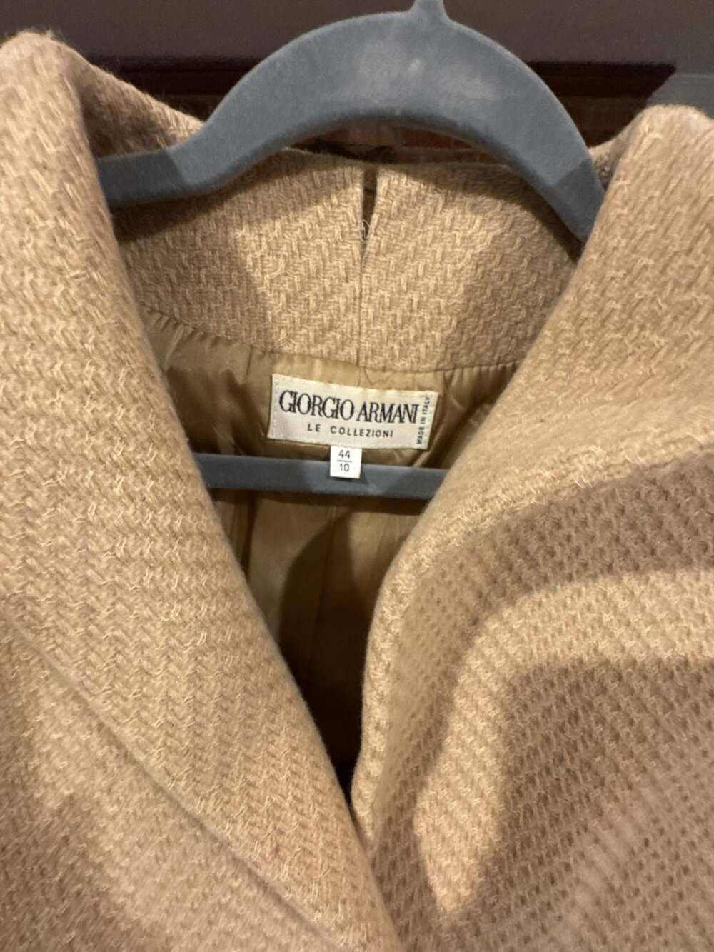 Giorgio Armani Le Collezioni Women's Beige Herringbone Textured Blazer Jacket